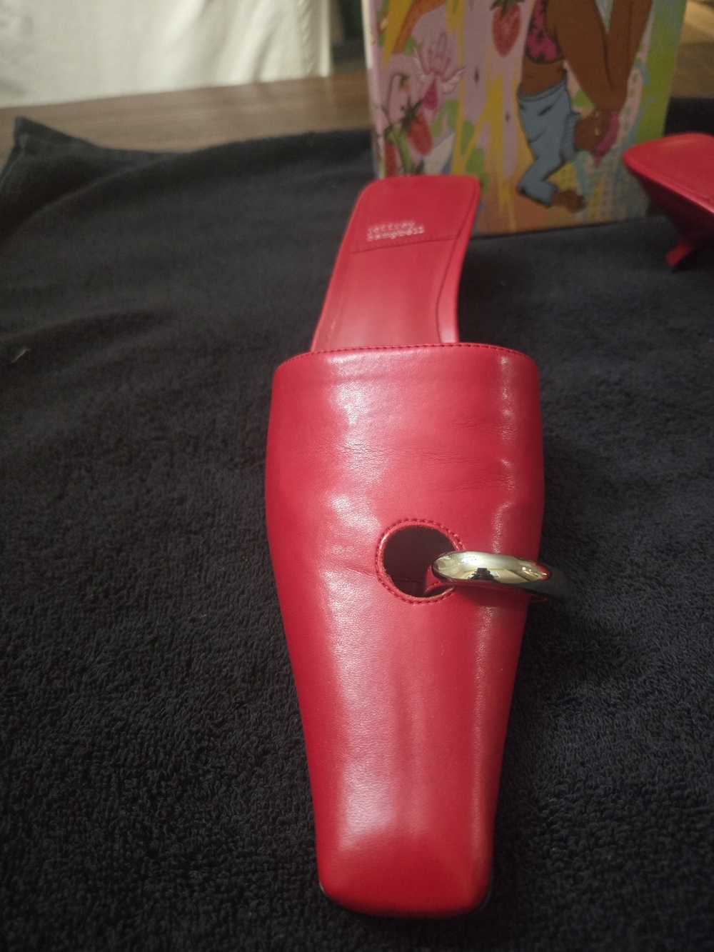Jeffrey Campbell Women's Red Leather Slip-On Mules Size 11 NWT - Picture 2 of 11